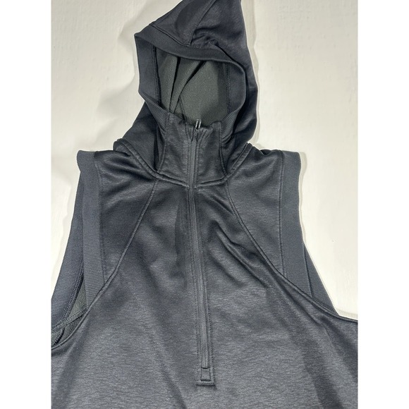 Under Armour Cold Gear Hooded 1/2 Zip Fleece Vest Womens Medium Black Loose - Picture 3 of 7